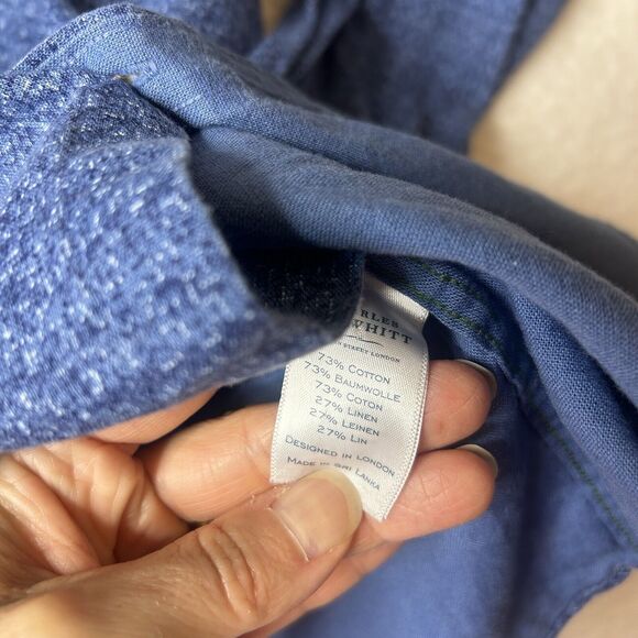 Charles Tyrwhitt L Men’s Weekend Button Up Slim Fit Geometric Blue Casual - Picture 8 of 9